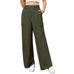 Pantalones Cargo de Estilo Urbano Moderno con Bolsillos Grandes Diseñados para Brindar a las Mujeres un Estilo Cómodo y Relajado de Cintura Media - Product Image 5
