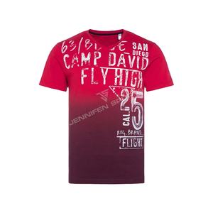 T-shirt de haute qualité en coton/polyester, teinture/impression bicolore personnalisée, col en V, avec étiquette intérieure - Product Image 1