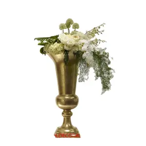 Большая Золотая Цветочная Урна и ваза для украшения стола и стола, уникальный дизайн, свадебная посуда, Цветочная ваза и горшок