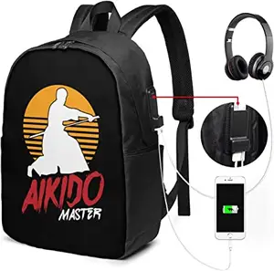 USB 충전 포트, 성인 청소년 캐주얼 여행 Daypack 17 인치 멋진 십대 소년 배낭 유도/Aikido 마스터