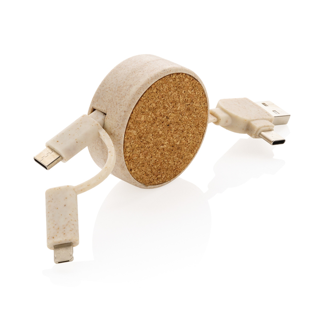 Sustainable Retractable Six-Device Charger Cable Premium Promotional Product for Eco-conscious Consumers