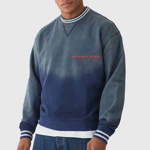 OEM/ODM 100% algodón más tamaño cuello redondo Sunfade lavado sudadera personalizado bordado Logo ácido lavado sudaderas con capucha y sudadera para hombres - Product Image 4