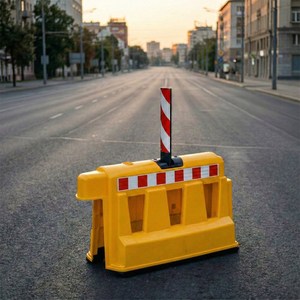 Barrière de sécurité en plastique et panneau d'avertissement de type bollard 100 x 120 x 40 cm - Product Image 4