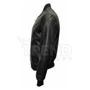 Haute qualité hommes peau de mouton noir véritable Bomber veste High-Street Style hiver col montant en gros toutes tailles-toile - Product Image 5