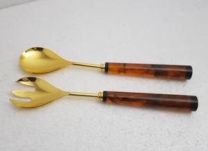 รูปลักษณ์ร้อนยอดนิยมชุบเงินพร้อมที่จับเรซินสแตนเลสผสมและทําอาหารสลัดช้อนเสิร์ฟเซิร์ฟแบน - Product Image 2