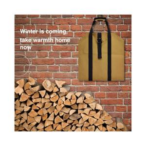 Premium Genuine Leather <b>Wood</b> Log <b>Holder</b> Modern Large Capacity Recyclable Firewood Tote Bag for Indoor <b>Fireplace</b> LLC-0032 - Product Image 2