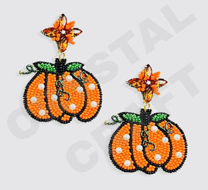 Boucles d'oreilles en tricot bohème faites à la main pour Halloween, friandises ou farces, boucles d'oreilles en perles de graines mignonnes de dessin animé de Noël pour femmes, boucles d'oreilles en perles - Product Image 4