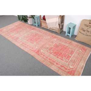 Alfombra Turca de 3.6x10.1 pies, Alfombra Vintage, Alfombra de Lana con Rayas Rojas - Product Image 2