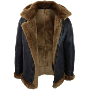 Chaqueta de cuero de invierno para hombre más vendida de piel de oveja desgastada encerada de piel sintética abrigo cálido personalizado chaquetas de cuero - Product Image 5