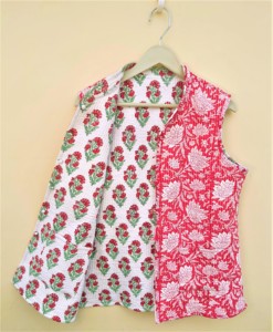 Abrigos con estampado de bloque indio, chaquetas Vintage reversibles con botón más cerca, chaquetas cortas acolchadas de algodón bohemio, regalo de invierno para ella - Product Image 5