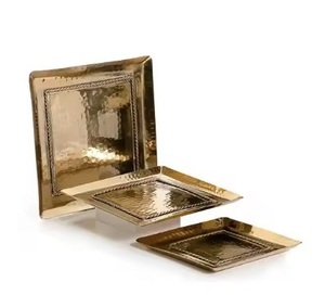 Vente chaude Meilleure Qualité Plateau En Métal Golden Sides Maison Plateau De Service Décoratif pour Cuisine et Décoration Arrivée Chaude Plateaux En Métal - Product Image 4