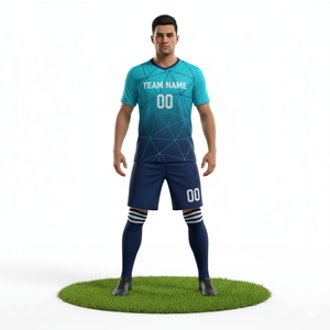 เสื้อฟุตบอลคุณภาพสูงแบบสั่งทำพิเศษ ปักโลโก้ ดีไซน์คอกลม ตัดต่อผ้า ชุดยูนิฟอร์มฟุตบอล - Product Image 6