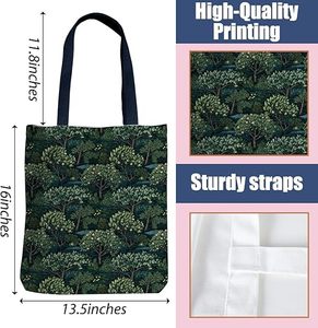 Vintage Retroforest02 bolso de mano floral clásico para mujer reutilizable para compras de comestibles bolsa de playa con diseño abierto de ciervo de bosque - Product Image 2