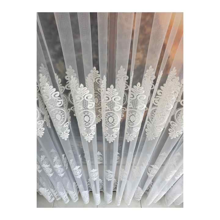 Luxury Tulle Curtain Embroidery1 Process White Color 1e 2.5 Normal Pleat
