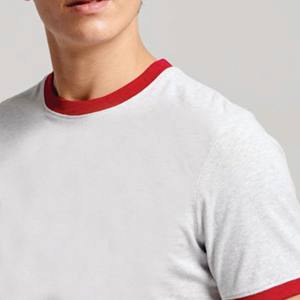 Camiseta Ringer Slim Fit para hombre-100% algodón, ribete en contraste, blanco liso, estilo jersey de fútbol - Product Image 4