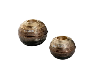 Round Shape Brass <b>Candle</b> Holder <b>Set</b> Of Two Different Size <b>Candle</b> Holder For Wedding Home And Event Usage - Product Image 1