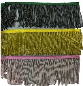 4 Yard Decorative Fringe Acrylic <b>Beaded</b> Trim Sewing Indian Ribbon Lace DIY Crafting Wholesale 5yards/lot Bead Tassel Tassels Tr - Product Image 1