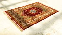 Türkischer Izmir Vintage Nomaden Handgeknüpfter Woll-Blumenteppich 100 X 100 cm