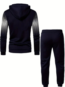 Men's Athletic Gym Wear Set Breathable Hoodie and Trousers Patchwork Plus Size Athletic Tracksuit - Product Image 4