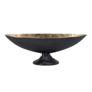 Noir or aluminium ovale piédestal bol décoratif moderne décor à la maison table pièce maîtresse Art Sculpture - Product Image 3
