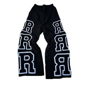 Pantalon de survêtement personnalisé 100% coton Y2k Patch brodé Jambes larges Surdimensionné Homme Pantalon de survêtement ample - Product Image 1