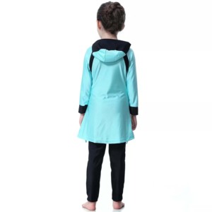 Traje de baño islámico modesto para niños Nuevo estilo Traje de playa de talla grande con patrón de letras Hijab de cobertura completa para niñas - Product Image 4