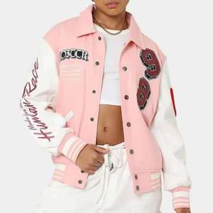 OEM personalizado Unisex Varsity chaquetas bordado de cuero mangas soporte de los hombres patrón de letras al por mayor precio Varsity chaqueta para hombres - Product Image 3