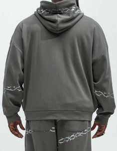 Wholesale Manufacturing Zipper-<b>Up</b> Sweet Formal Heavyweight Full <b>Zip</b> Oversized <b>Hoodies</b> 500 GSM Custom 3D Embroidery Unisex Drop - Product Image 6