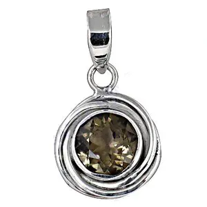 Pendentif en argent 925 avec quartz fumé pour femme, idéal pour un usage quotidien ou comme cadeau - Product Image 1