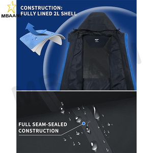 Men's Rain Jacket Waterproof Shell Jacket Hooded Lightweight Rain Coat for Outdoor Hiking 4 Pockets Windbreaker - Product Image 5