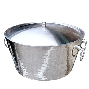 Shiny Silver <b>Wine</b> Cooler Hammered Ice Tub Drink Cooler Champagne Beer Bucket for Party Wedding Decors at Wholesale Price - Product Image 6