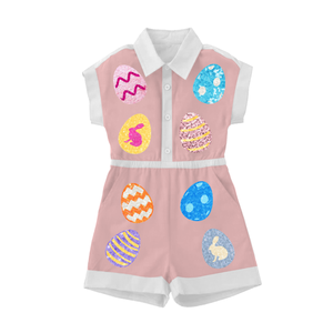 Combinaison sans manches pour femmes en gros, style décontracté, taille haute, col rabattu, patchwork, broderie, paillettes, respirante, 2 couleurs - Product Image 2