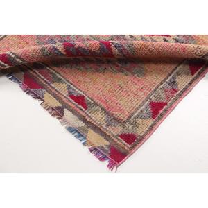 Tapis vintage, tapis turc 3,2x10,9 pieds, tapis en laine rouge rose uni - Product Image 5