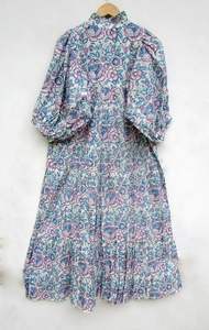 Most Adorable Customizable Color Floral Printing Maxi <b>Summer</b> Kaftan <b>Knee</b>-<b>Length</b> <b>Dresses</b> Birthday Wear Latest Button - Product Image 3