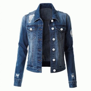 Customize Premium Distressed <b>Woman</b> Jacket New Casual Stylish Jeans Jacket <b>Top</b> Quality 100% Cotton Casual Denim Jacket - Product Image 3