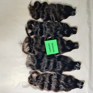 Machine Double Weft Bundles Wavy Weaving <b>Hair</b> Indian Shedding Free Virgin <b>Hair</b> Natural Black Color <b>One</b> Doner Human <b>Hair</b> - Product Image 6