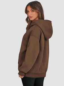 Women's Winter Casual Streetwear Oversize Heavyweight Solid Color <b>Velour</b> 100% Cotton <b>Hoodies</b> - Product Image 3