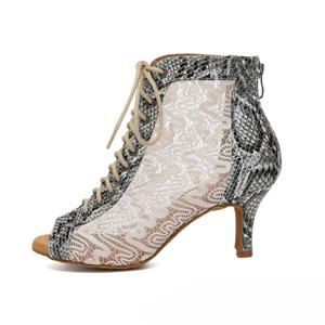 Chaussures de danse latine rouges professionnelles pour femmes, style bouche de poisson, talons sexy, bottes montantes de performance Jazz et Bachata – Vente en gros du fabricant - Product Image 4