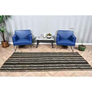 Alfombra Turca Vintage de 3.4x8.5 pies, Alfombra de Pasillo, Alfombra Negra con Diseño de Puntos - Product Image 1