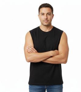Obsidian Comfort <b>Black</b> Cotton <b>Vest</b> for Men Sleeveless Breathable Stretch Fabric Crafted for Everyday Active Comfort - Product Image 3