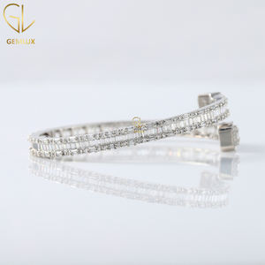High on Demand Fine Jewelry Bling Bling VVS <b>Baguette</b> Cut Moissanite Diamond Hiphop <b>Bracelet</b> Bangles - Product Image 3