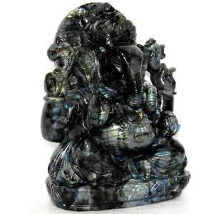 Estatua de Ganesha de Labradorita Curativa, Escultura Hindú Espiritual Tallada a Mano, 4-5'' de Altura, Obra de Arte Coleccionable de la India, Rudra - Product Image 1
