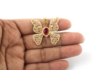 เครื่องประดับอัญมณีเซอร์โคเนียสำหรับผู้หญิงจี้ผีเสื้อเงิน925ทำด้วยมือ - Product Image 2