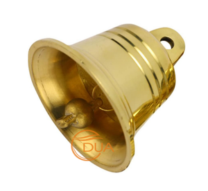 Cloche de temple en laiton poli Ghanti suspendu en métal doré durable avec son résonnant pour arbre de Noël et décoration intérieure plaqué or - Product Image 2