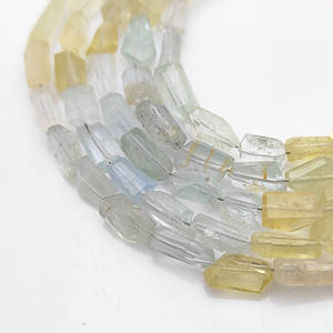 Cuentas de Aguamarina en Bruto de 10-12 mm, Facetadas, Hechas a Mano, para la Elaboración de Joyería, 18-20 Cuentas en una Cadena de 8 Pulgadas - Product Image 3