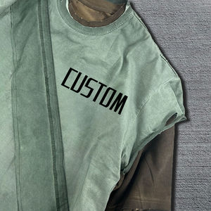 T-shirt à manches longues à double épaisseur Vintage Custom Manufacturers Casual for Men Cotton Printed T-shirts OEM Serviced Customized - Product Image 2