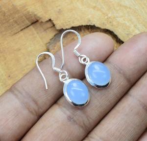 Boho Style 925 Sterling Silver Calcedony Gemstone Boucles d'oreilles Bijoux Boucles d'oreilles en argent faites à la main Bijoux pour femmes Cadeau de mariage - Product Image 2