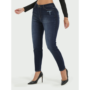 Paola Riboni Women's High <b>Waist</b> Skinny Denim <b>Jeans</b> Full Length Solid Color <b>Elastic</b> Fit Vintage Style Winter Summer Spring Autumn - Product Image 3