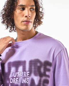 Camiseta extragrande de algodón 100% Morado para hombre, estampado gráfico de sueños futuros, estampado Digital transpirable, hecho en Pakistán - Product Image 2