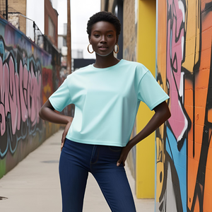 Personalizable 100% algodón Boxy camiseta para hombres de gran tamaño Drop Shoulder Wide Fit Heavyweight Knitted Solid Logo Opciones de impresión - Product Image 2